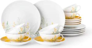 Seltmann Weiden Teeservice "Geschirr-Set, 18 Teile, Liberty Meadow Grasses, klein", (Set, 18 tlg., 6x Teeobertasse klein 0,14 l, 6x Teeuntertasse, 6x Brotteller), Tassen, Untertassen, Teller, Made in Germany, 18 Teile, für 6 Personen