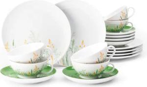 Seltmann Weiden Teeservice "Geschirr-Set, 18 Teile, Liberty Meadow Grasses, klein", (Set, 18 tlg., 6x Teeobertasse klein 0,14 l, 6x Teeuntertasse, 6x Brotteller), Tassen, Untertassen, Teller, Made in Germany, 18 Teile, für 6 Personen