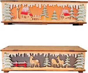 Online-Fuchs LED Schwibbogen - Lichterbogen Erhöhung, 2 kleine Holzbänke zum Dekorieren, Timer, Weihnachten, Weihnachtsdeko