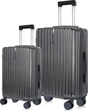 BRAIDOL Koffer Kofferset,Trolley,Hartschalen-Trolleyset 2 tlg Handgepäck Koffer, robuster Reisekoffer 360° Rollen, 20" und 26", Zahlenschloss, Becherhalter,USB-Ladeanschluss,2x Haken