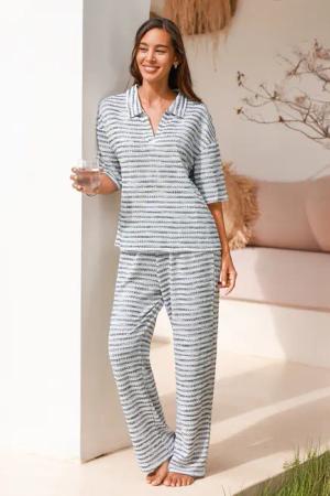 Gestreiftes Kurzarm Pyjama-Set