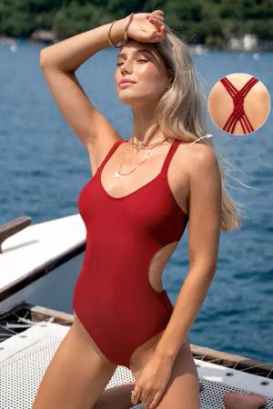 Eco Monokini-Badeanzug mit Cut-out und überkreuzten Trägern