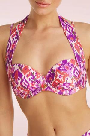 Multiway Summer Ikat Bikini Top in Lila und Multi