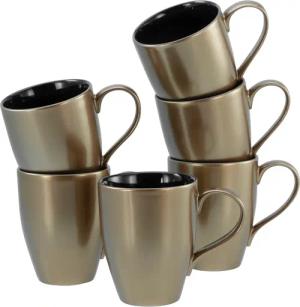 CreaTable Becher "Golden Days Schwarz, Becherset, 6-tlg.", (Set, 6 tlg.), Goldfarbene Spezialglasur