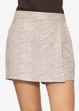 SASSYCLASSY Hosenrock Kurzer Hosenrock mit hohem Bund und Wickeloptik Skort überlappend mit Reißverschluss Schwarz Rosa Leo Schlangen-Print