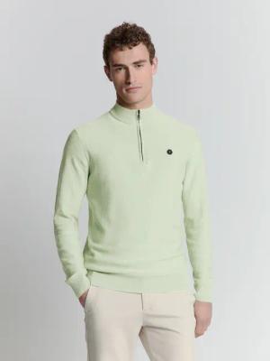 NO EXCESS Rundhalspullover "No Excess Halber Reißverschluss Pullover"