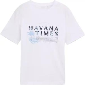 TOM TAILOR Herren T-Shirt mit Print, weiß, Uni, Gr. M
