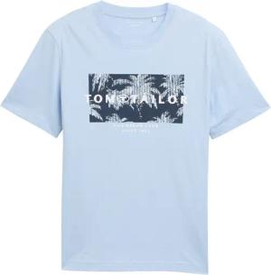TOM TAILOR Herren T-Shirt mit Print, blau, Uni, Gr. L