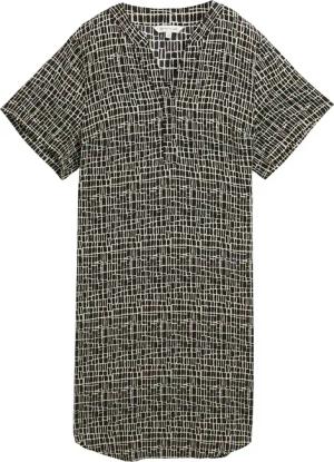 TOM TAILOR Damen Kleid aus Viskose, schwarz, Gemustert, Gr. 34