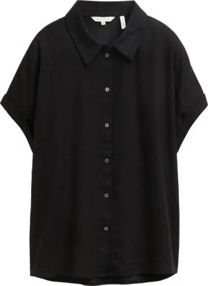 TOM TAILOR Damen Loose Fit Bluse mit Leinenanteil, schwarz, Uni, Gr. 36