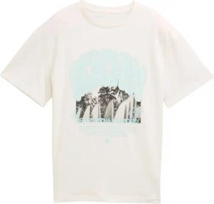 TOM TAILOR Jungen Oversize T-Shirt mit Print, weiß, Uni, Gr. 128