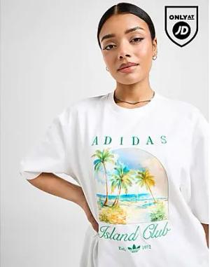 adidas Originals Island Club Boyfriend T-Shirt - Damen, White