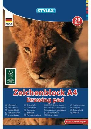 Stylex Malvorlage Stylex Zeichenblock DIN A4, 20 Blatt