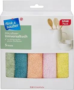 flink & sauber Mikrofasertücher Polyester 60 °C waschbar, 5 St.
