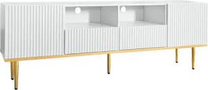 Rutaqian TV-Schrank Fernsehtisch mit Türen, moderne grifflose TV-Board, (1-St) stehend, 2 Fächern, mit goldenen Akzenten, zeitgemäße Eleganz