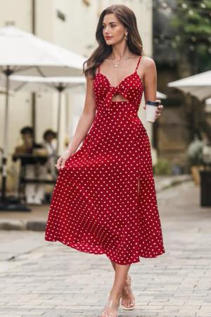 Retro Ärmelloses Gepunktetes Maxikleid