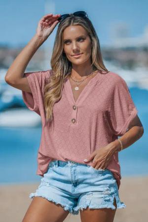 Rosa Top mit Knopfdetails