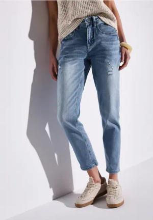 Street One Frauen Jeans im Destroyed Look in Blau, Gr: 25