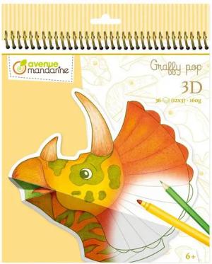 Avenue Mandarine Malvorlage 5x Graffy 3D, Dinosaurier - Gelb GY159C, My Mandarine