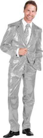 thetru Partyanzug Schlager Pailletten Kostüm Anzug silber - Karneval, Silberner Glitzeranzug als ultimatives Party-Outfit