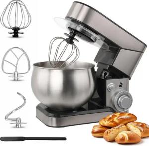 walkbee Küchenmaschine Küchenmaschine zum backen, Knetmaschine Küchenmixer Teigmaschine Edelstahl, 1200 W, 5 l Schüssel, 6 Leistungsstufen, mit Knethaken, Rührhaken,Schneebesen,Silikon Spatel