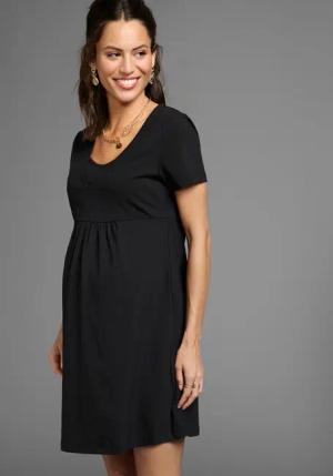 Neun Monate Umstandskleid "Kurzes Schwangerschafts-Jerseykleid, Minikleid", Auschnitt in Wickeloptik