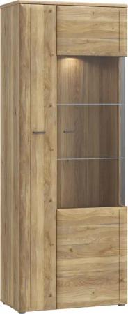 FORTE Vitrine "Akinori", (B/H/T 75,1/197,6/41,8 cm), Highboardvitrine, Glastüre, Soft Close, MDF Front, Metallgriffe