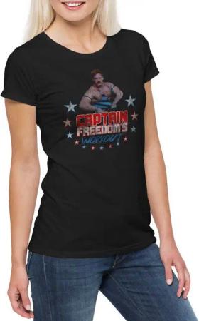 Urban Backwoods Print-Shirt Captain Freedom's Workout Damen T-Shirt Running Fitness Gym Man (1-tlg) Commercial Werbung Science Fiction