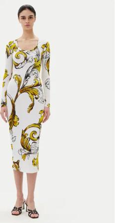 Versace Jeans Couture Kleid für den Alltag 78HAO920 JS471 Weiß Regular Fit