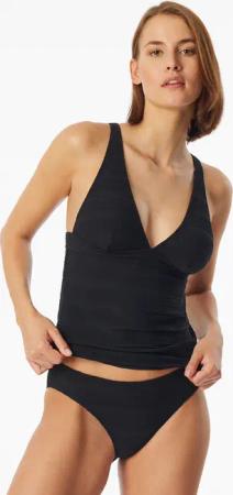 Tankini-Top Jersey recycelt Streifen schwarz - Aqua 36