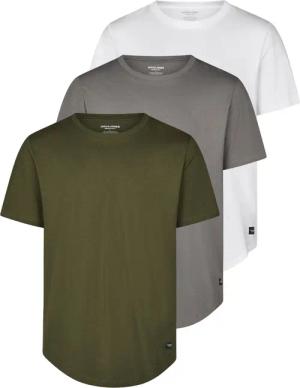 Jack & Jones Tshirt Herren lang geschnitten Set 100% Baumwolle Regular Fit JJENOA 3er Pack