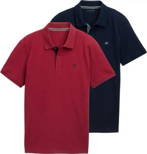 TOM TAILOR Herren Poloshirts im 2er-Pack, rot, Uni, Gr. XL