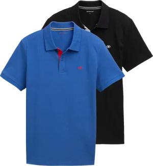 TOM TAILOR Herren Poloshirts im 2er-Pack, blau, Uni, Gr. M