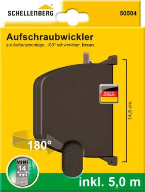 SCHELLENBERG Aufputz-Gurtwickler "Aufschraubwickler für das Rollladensystem Mini", schwenkbar, mit vormontiertem Rollladengurtband