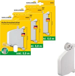 SCHELLENBERG Aufputz-Gurtwickler "Aufschraubwickler für das Rollladensystem Mini", schwenkbar, mit vormontiertem Rollladengurtband, braun oder weiß