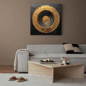 queence Kunstdruck "Goldener Kreis", Abstrakt-Abstrakte-Formen-Gemälde-Kunst, (1 St.), Premium-Leinwandstoff, Handarbeit aus Deutschland