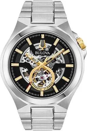 Bulova Automatikuhr 98A224, Armbanduhr, Mechanische Uhr, Herrenuhr, Edelstahlarmband