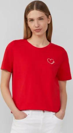 s.Oliver Kurzarmshirt Jerseyshirt aus Baumwolle mit Stickerei Stickerei