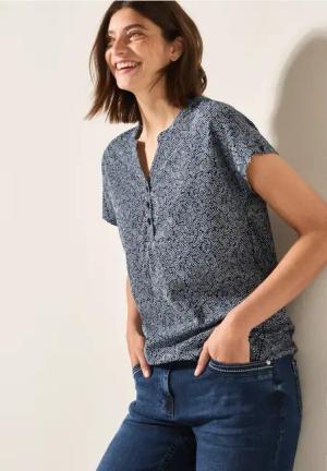 Cecil Damen Shirt im Tunika-Look in Blau, Gr: XL