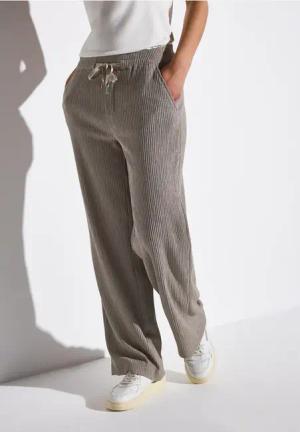 Street One Frauen Wide Leg Hose mit Struktur in Beige, Gr: 32