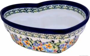 Bunzlauer Keramik Backform Bunzlauer Keramik 1,5L Herzschüssel Motiv Backform 22x8cm Dekor DU182