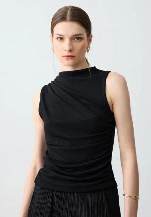 Jimmy Key Blusentop Slim Fit Gebreide Zwarte Blouse
