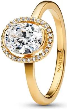 Ovaler Timeless Damenring mit Zirkonia, IP Gold