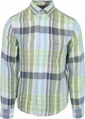 Gant Hemd Leinen Karos Blau Grün - Größe 4XL