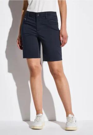 Street One Frauen Satin Bermuda mit Zipper in Blau, Gr: 46