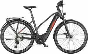 KTM MACINA SPORT 720 (750 Wh), 11 Gang Kettenschaltung, Damenfahrrad, Trapez, Modell 2024, 28 Zoll 56 cm machine grey (orange+black)