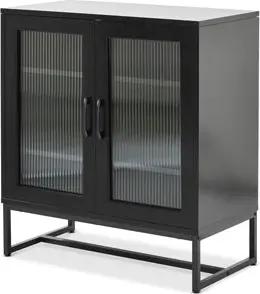 Tchibo - Sideboard mit Glastüren - 80x40x86,5cm - schwarz - Holz / Glas / Metall