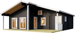 Weka Wochenendhaus mit 2 Etagen - 890x834x401cm - grau - Fichtenholz / Glas