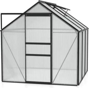 Vitavia Einsteiger-Gewächshaus inkl. Fundamentrahmen - 195x195x197cm - schwarz - Aluminium / Stahl / Kunststoff