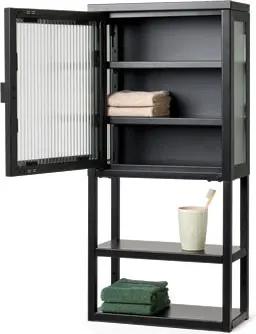 Tchibo - Wandschrank mit Glastür - 40x18x85,5cm - schwarz - Metall / Glas
